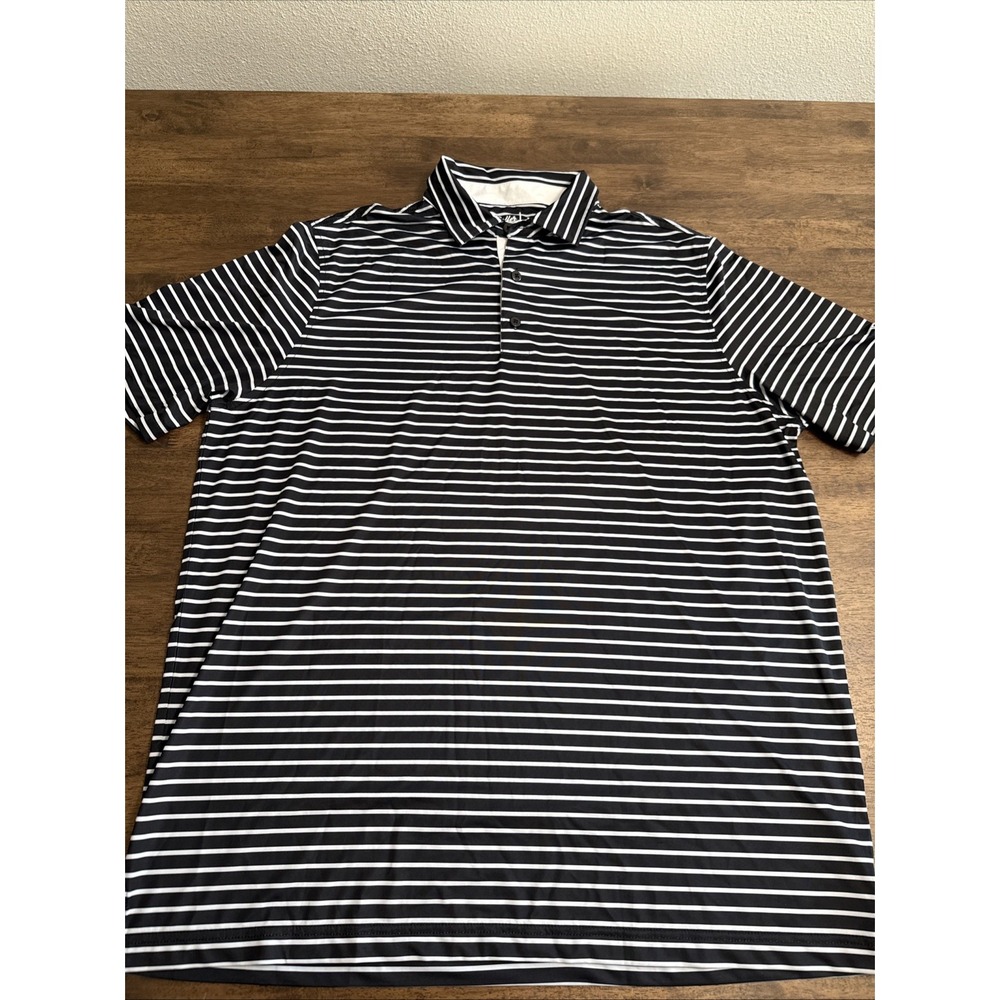 Grunk Dolfer Golf Polo Mens X Large Black & Gray Striped Shirt